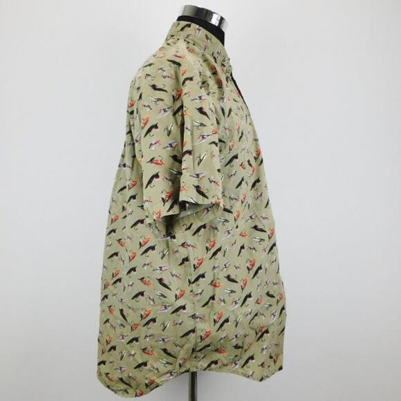 Columbia Tan Fishing Lures Cotton Short Sleeve Button-Up Mens Large Shirt - Picture 4 of 5